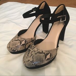 Torrid, Black Suede & Snake Print, Platform Heels